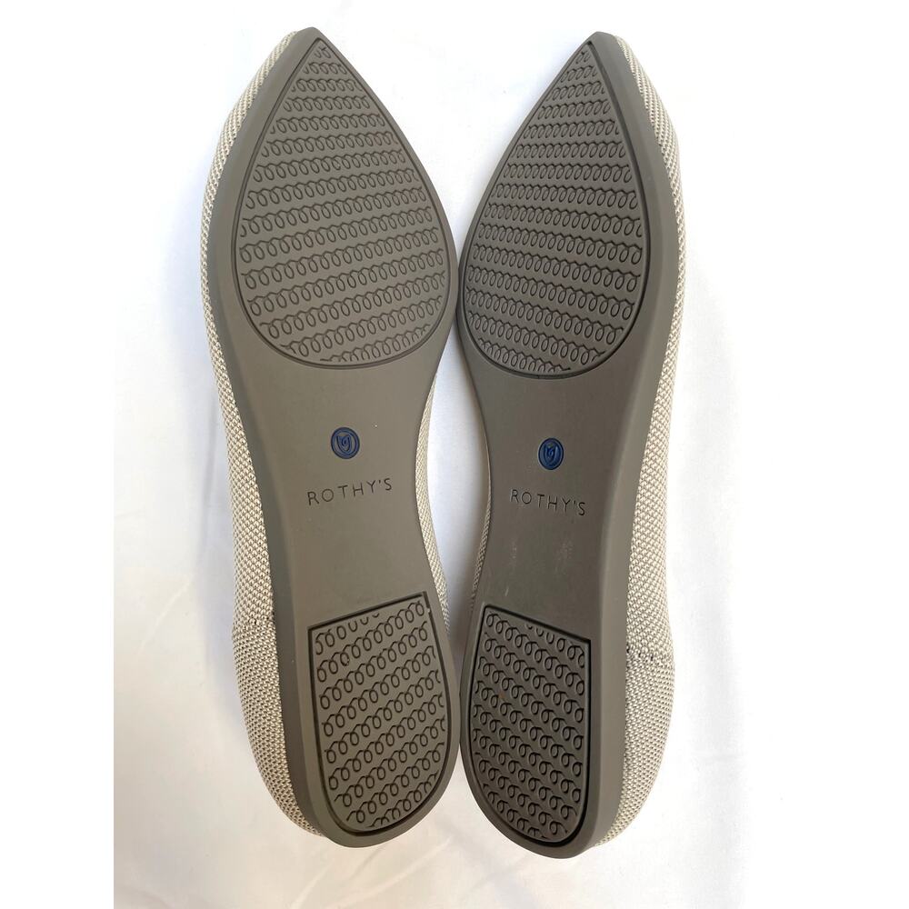 Rothy’s Sz 10 The Point Light Gray FLax Birdseye Knit Pointed Toe Ballet Flats - Picture 3 of 4